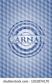 Carnal blue polygonal emblem.