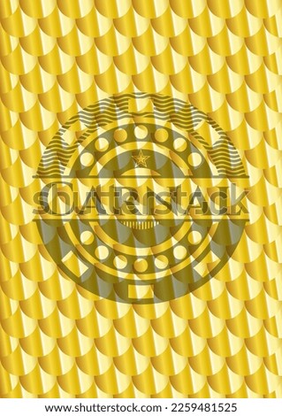Carnal golden badge. Scales pattern. Vector Illustration. Detailed. 