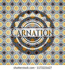 Carnation arabic emblem background. Arabesque decoration.