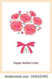the carnation bouquet made from heart symbol for mother's day