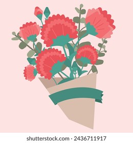 A carnation bouquet on the day of yesterday