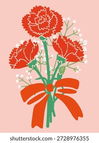 Nelkenstrauß, Vektorgrafik | Blumengeschenk zum Muttertag