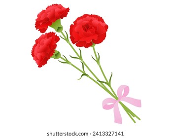 carnation bouquet vector illustration red