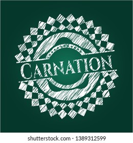 Carnation chalk emblem written on a blackboard. Vector Illustration. Detailed.