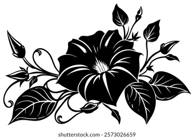 A carnation with delicate lace-inspired floral patterns, t-shirt design vector graphics, contour, white background