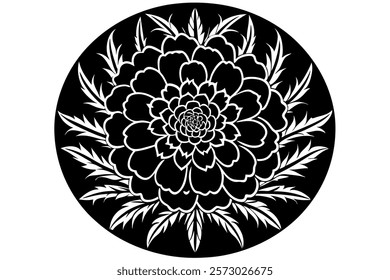 A carnation with delicate lace-inspired floral patterns, t-shirt design vector graphics, contour, white background