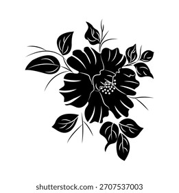Um cravo com delicados padrões de flores inspirados em renda, gráficos vetoriais de design de camiseta, contorno, fundo branco