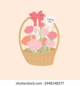 carnation flower basket card design