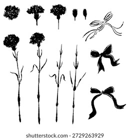 Nelke Blume Ecke Rahmen Dekoration Vektor