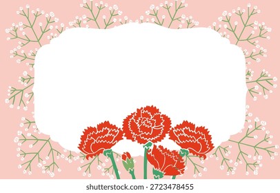 Ilustración vectorial del marco de la flor del clavel | Diseño floral del borde para el regalo y la apreciación