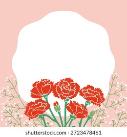 Carnation Flower Frame Vector Illustration | Floral Border Design for Gift and Appreciation