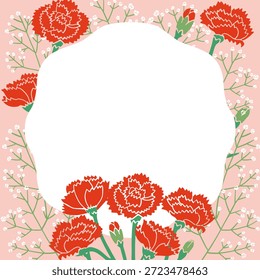 Carnation Flower Frame Vector Illustration | Floral Border Design for Gift and Appreciation