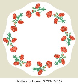 Carnation Flower Frame Vector Illustration | Floral Border Design for Gift and Appreciation