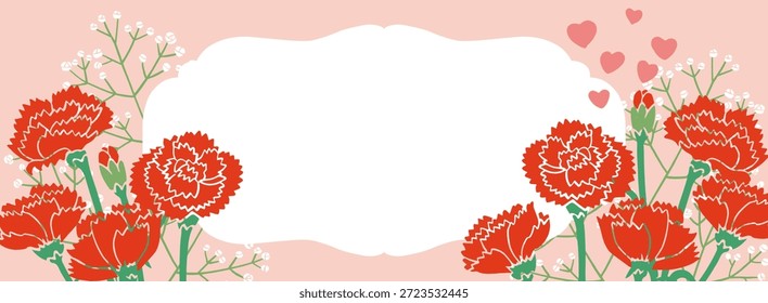 Carnation Flower Frame Vector Illustration | Floral Border Design for Gift and Appreciation