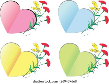 carnation flower with heart shape card background