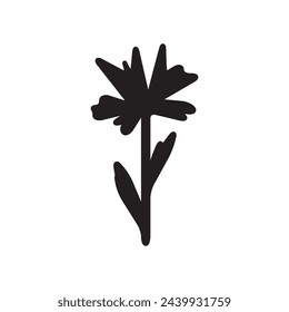 Carnation Flower Icon, One Garden Carnation Minimal Design, Abstract Single Flower Symbol Isolated on White Background