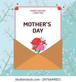 Carnation Flower Illus - Mother's Day Poster Design
