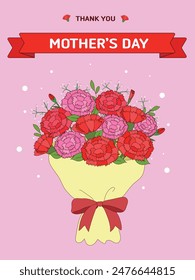 Carnation Flower Illus - Mother's Day Poster Design
