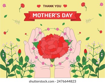 Carnation Flower Illus - Mother's Day Poster Design