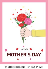 Carnation Flower Illus - Mother's Day Poster Design