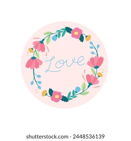 Carnation flower label, love, sticker, pink flower label