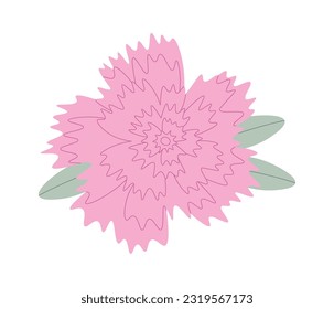 Flor De Carnación Con Ilustración Del Vector De Hojas
