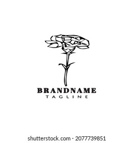 carnation flower logo cartoon icon flat template black modern isolated vector illustration