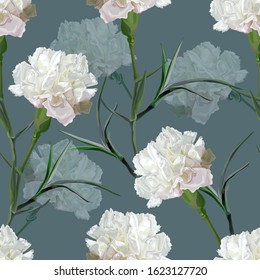 Carnation flower seamless pattern  vector illustration
