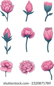 Conjunto de flor de canal, conjunto de diseño de vectores de flor de acuarela