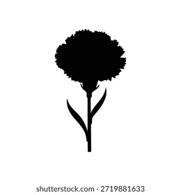 Projeto de ilustração plana do vetor da silhueta da flor do craveiro.