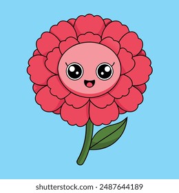 Carnation flower  vector illustration, cartoon, clipart and line art design