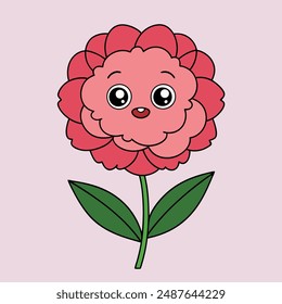 Ilustración vectorial de flor de clavel, dibujos animados, Clipart y diseño de arte de línea