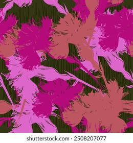 Carnation Flowers Pattern Background. Seamless Rose wallpaper. Organic Nature Plant Vector Patterns. Floral botanical pattern for decorative designs