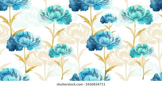 Carnation flowers seamless pattern. Vector illustration