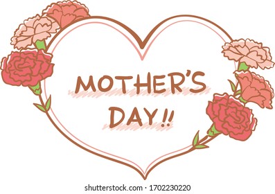 Carnation frame.There is a message celebrating Mother's Day.