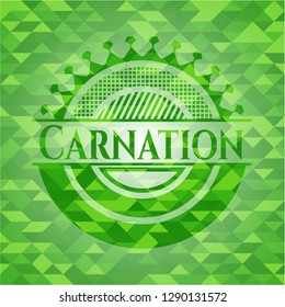 Carnation green emblem with triangle mosaic background