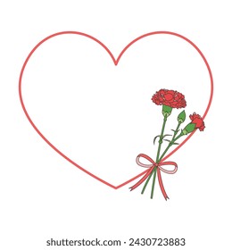 Carnation and Heart Frame, Mother's Day, Celebration Frame