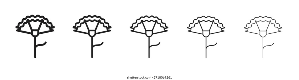 Nelken-Symbol in dünner Linie, Schwarze Kontur und Strichstil