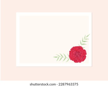 Carnation illustration card painted in watercolor