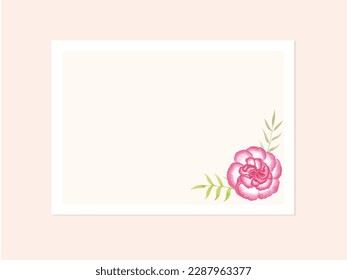 Carnation illustration card painted in watercolor