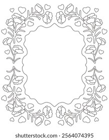 Carnation line drawing vector frame