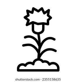 Carnation line icon, Floral concept, Carnation silhouette with leaves and stems sign on white background, flower icon in outline style for mobile concept and web design. Vector graphics