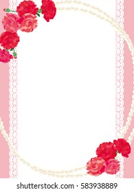 Carnation Mother's Day background  with pearl necklace 