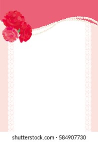 Carnation Mother's Day background  with pearl necklace 