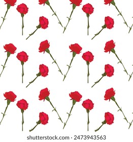 Carnation pattern original design and digital drawing. Can be used in web, wallpaper, ceramic and fabric designs.