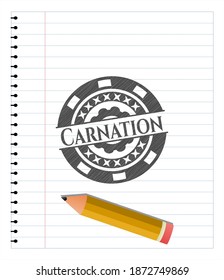 Carnation with pencil strokes. Vector Illustration. Detailed. 