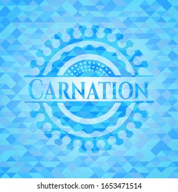 Carnation realistic light blue emblem. Mosaic background