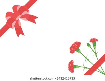 Carnation and ribbon frame, Mother's Day celebration template, card frame