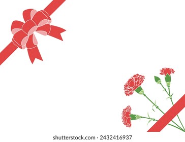 Carnation and ribbon frame, Mother's Day celebration template, card frame