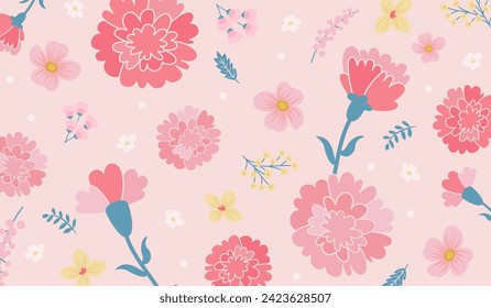 Carnation seamless background. Floral pattern. For Mother's Day.